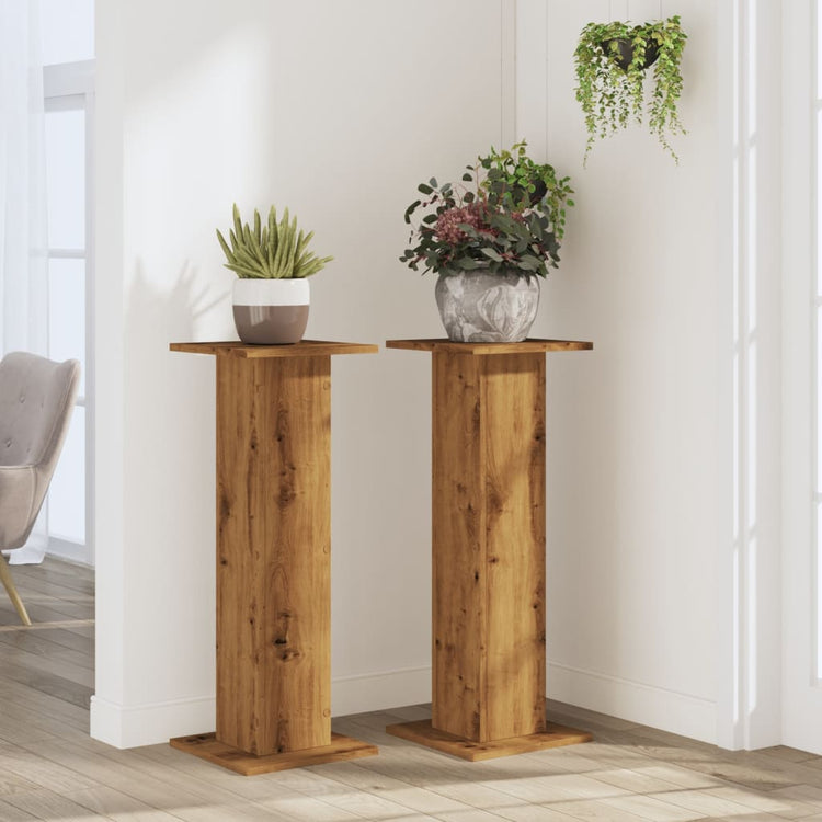Vidaxx Pflanzenständer 2 Stück 30x30x80 cm Holz handgefertigte Eiche