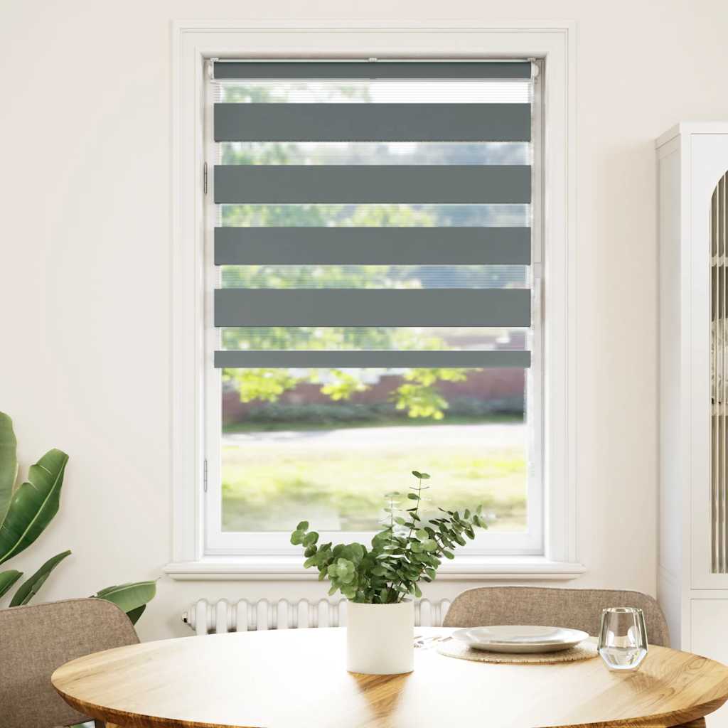 Vidaxl Zebra Roller Blind 80x100 cm Staubbreite 75,9 cm dunkelgrau
