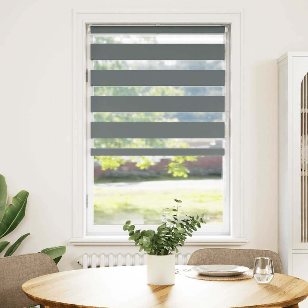 Vidaxl Zebra Roller Blind 85x100 cm Stoffbreite 80,9 cm dunkelgrau