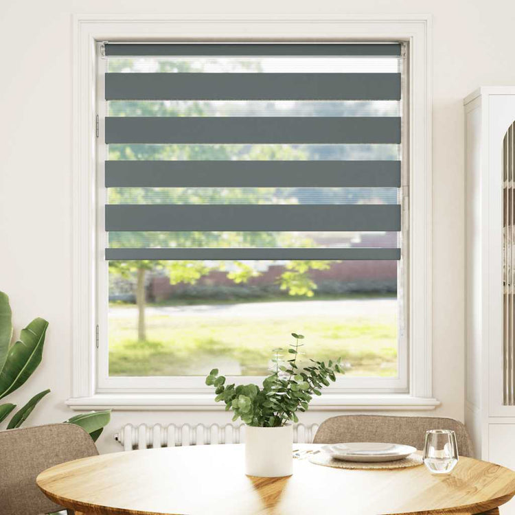 Vidaxl Zebra Roller Blind 100x100 cm Staubbreite 95,9 cm dunkelgrau