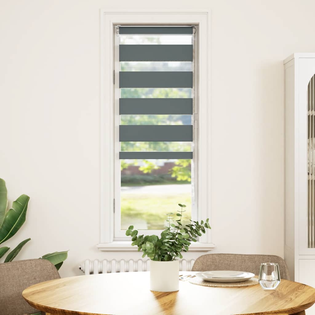 Vidaxl Zebra Roller Blind 50x150 cm Stoffbreite 45,9 cm dunkelgrau