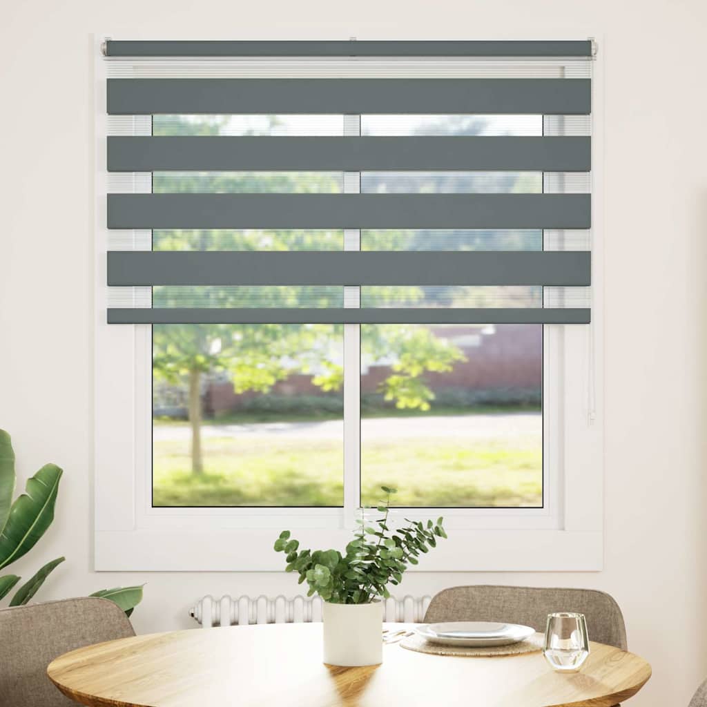 VidaXL Zebra-Rollo 135x150 cm Stoffbreite 130,9 cm Dunkelgrau