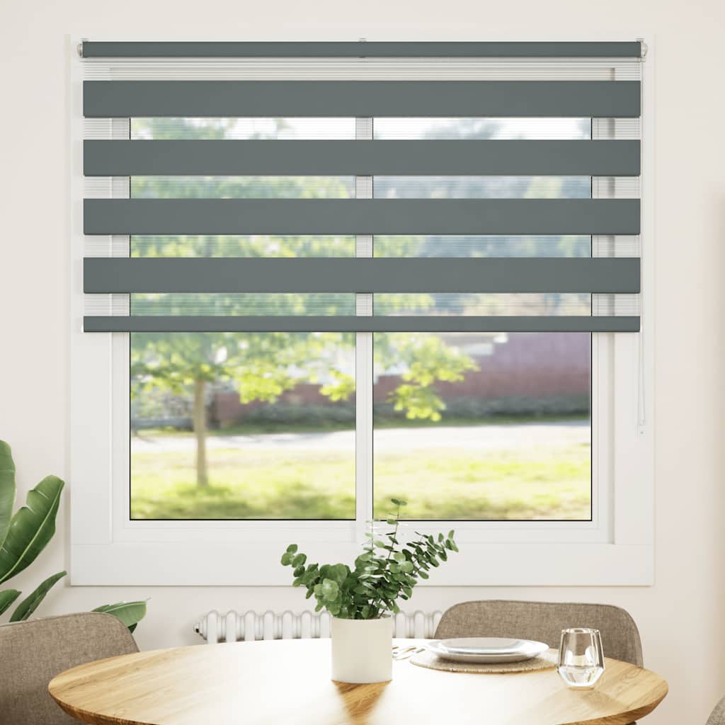 VidaXL Zebra-Rollo 140x150 cm Stoffbreite 135,9 cm Dunkelgrau