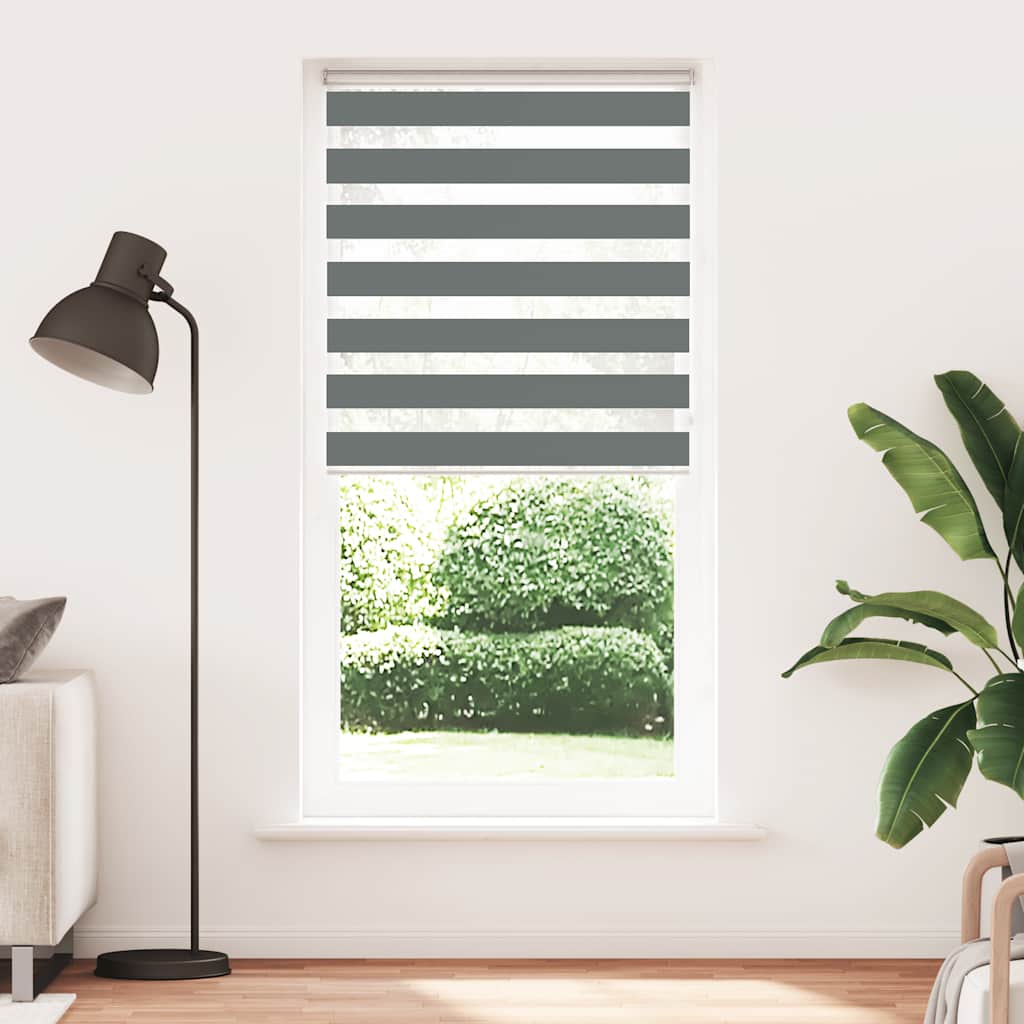 VidaXL Zebra-Rollo 95x200 cm Stoffbreite 90,9 cm Dunkelgrau