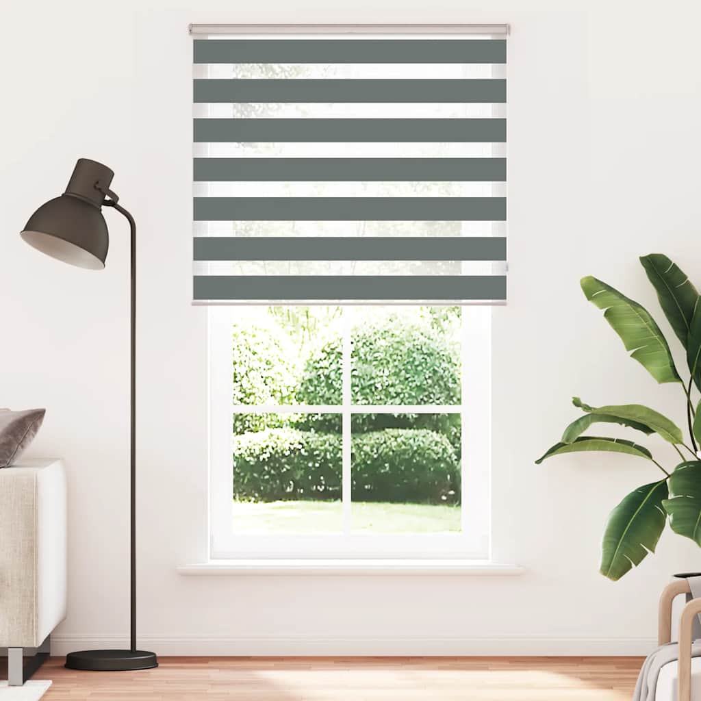 Vidaxl Zebra Roller Blind 125x200 cm Stoffbreite 120,9 cm dunkelgrau