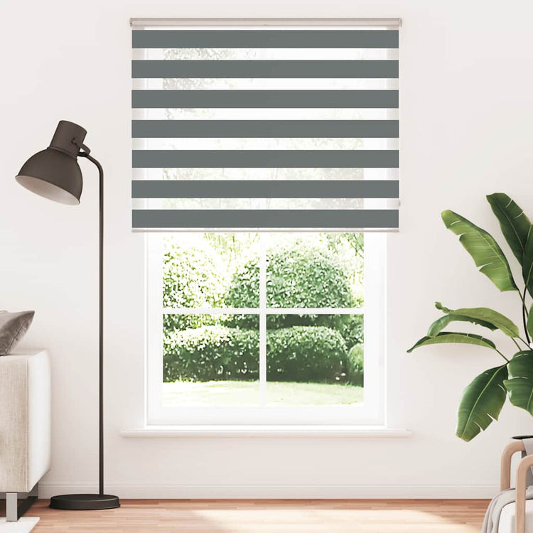 Vidaxl Zebra Roller Blind 145x200 cm Stoffbreite 140,9 cm dunkelgrau