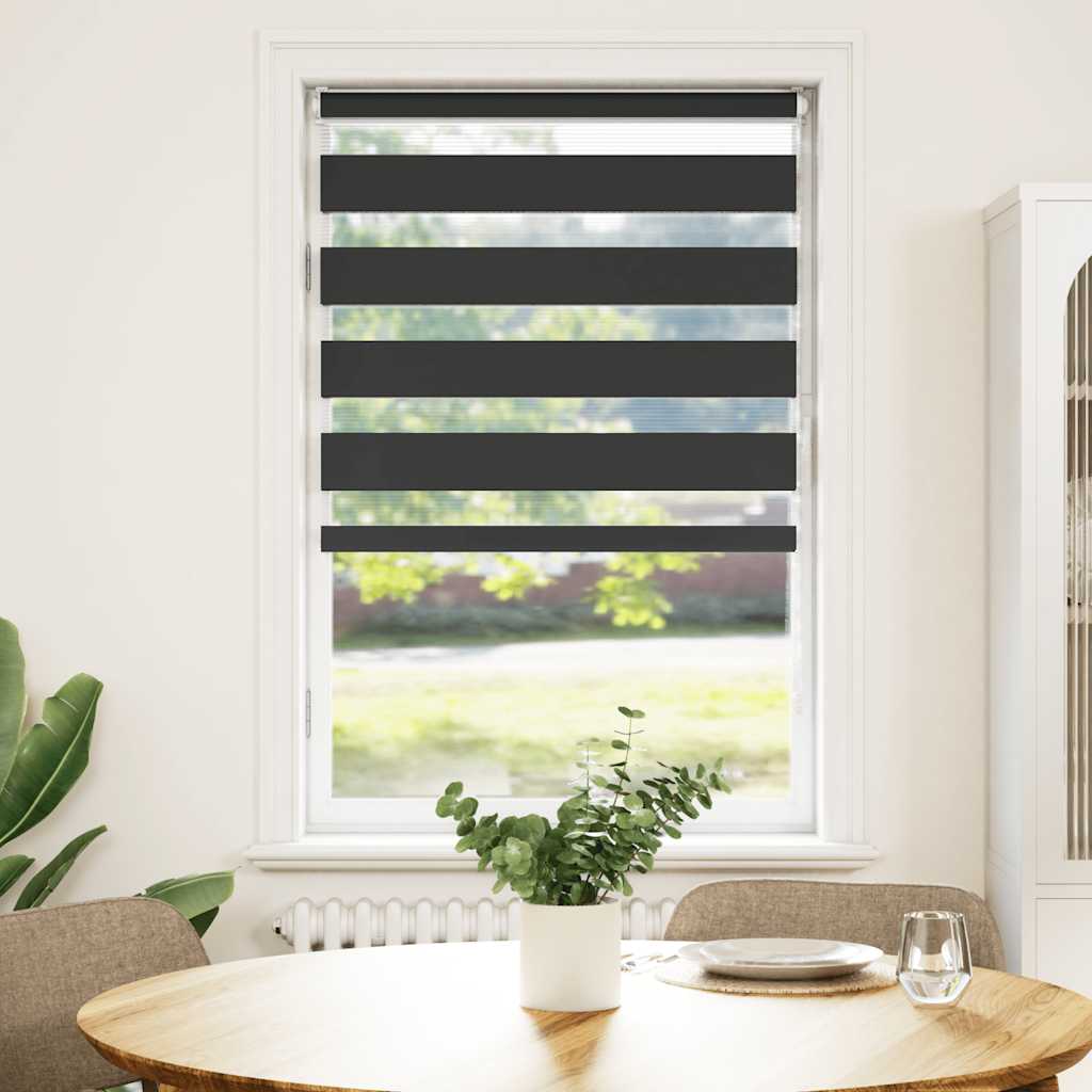 Vidaxl Zebra Roller Blind 75x150 cm Stoffbreite 70,9 cm Schwarz