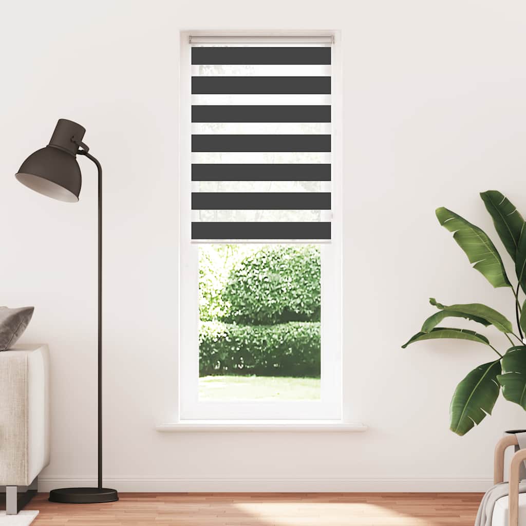 Vidaxl Zebra Roller Blind 80x200 cm Staubbreite 75,9 cm Schwarz