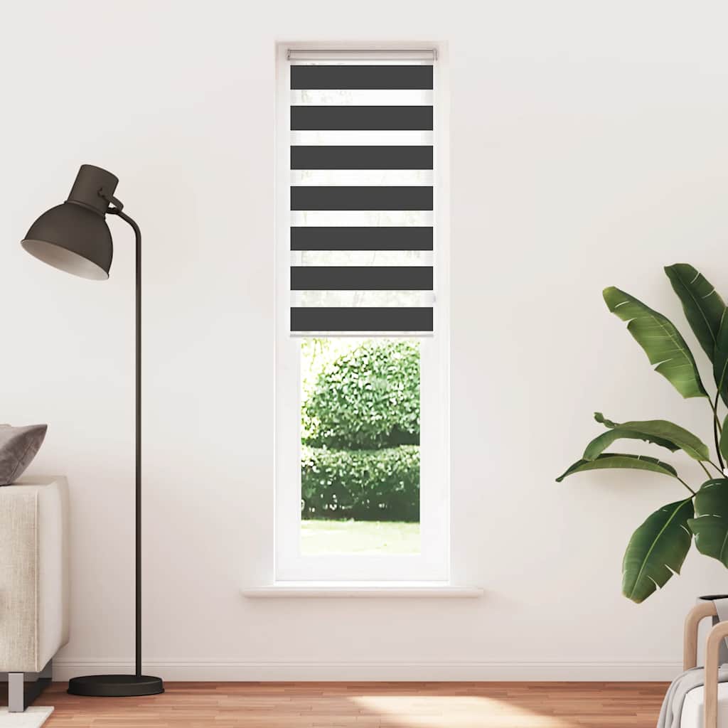 Vidaxl Zebra Roller Blind 65x230 cm Stoffbreite 60,9 cm Schwarz