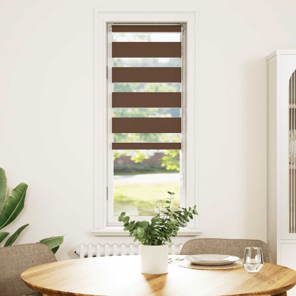 Vidaxl Zebra Roller Blind 45x150 cm Staubbreite 40,9 cm Polyesterbraun