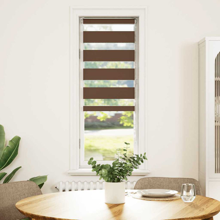 Vidaxl Zebra Roller Blind 45x150 cm Staubbreite 40,9 cm Polyesterbraun