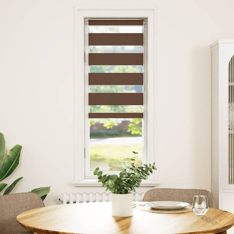 Vidaxl Zebra Roller Blind 50x150 cm Staubbreite 45,9 cm Polyesterbraun