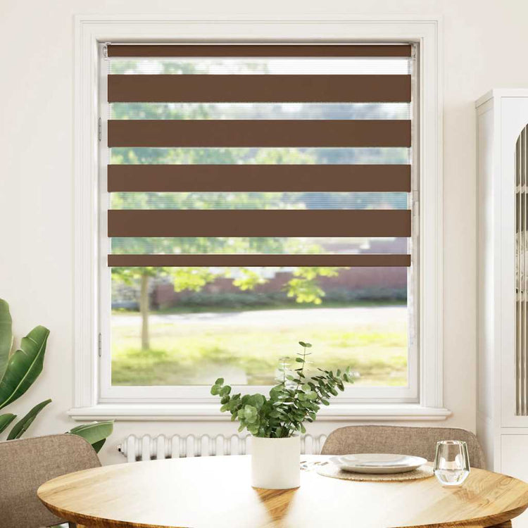 Vidaxl Zebra Roller Blind 95x150 cm Staubbreite 90,9 cm Polyesterbraun
