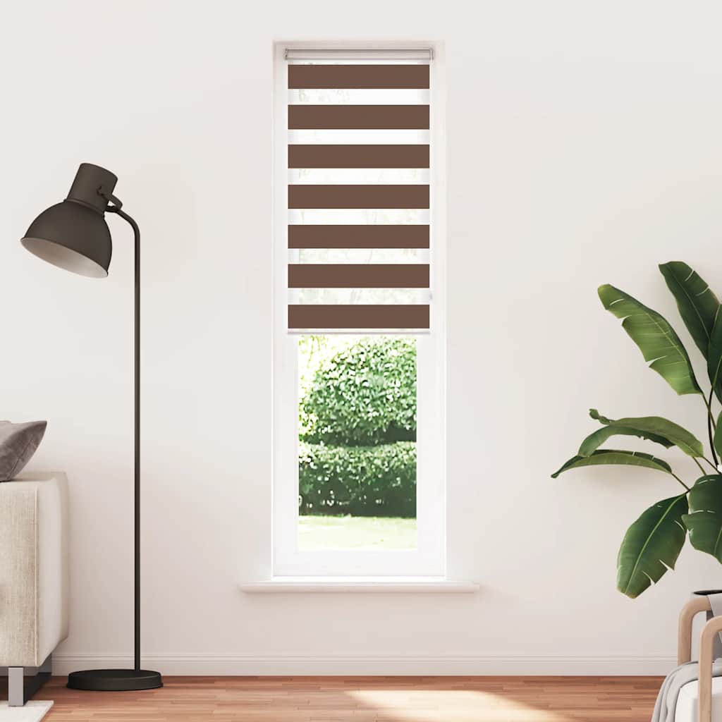Vidaxl Zebra Roller Blind 60x200 cm Staubbreite 55,9 cm Polyesterbraun