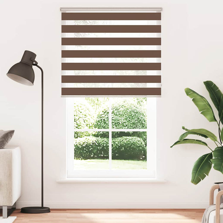 Vidaxl Zebra Roller Blind 135x200 cm Staubbreite 130,9 cm Polyesterbraun