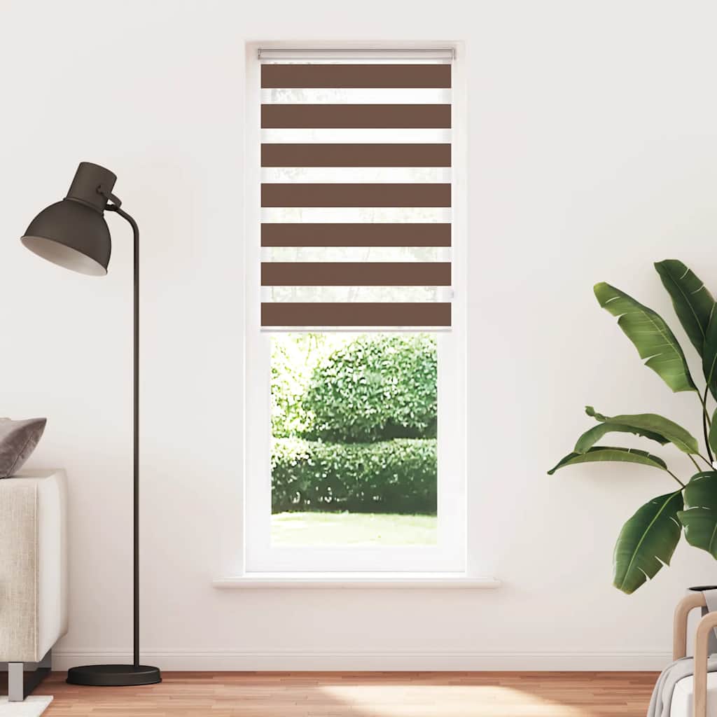 Vidaxl Zebra Roller Blind 85x230 cm Stoffbreite 80,9 cm Polyesterbraun