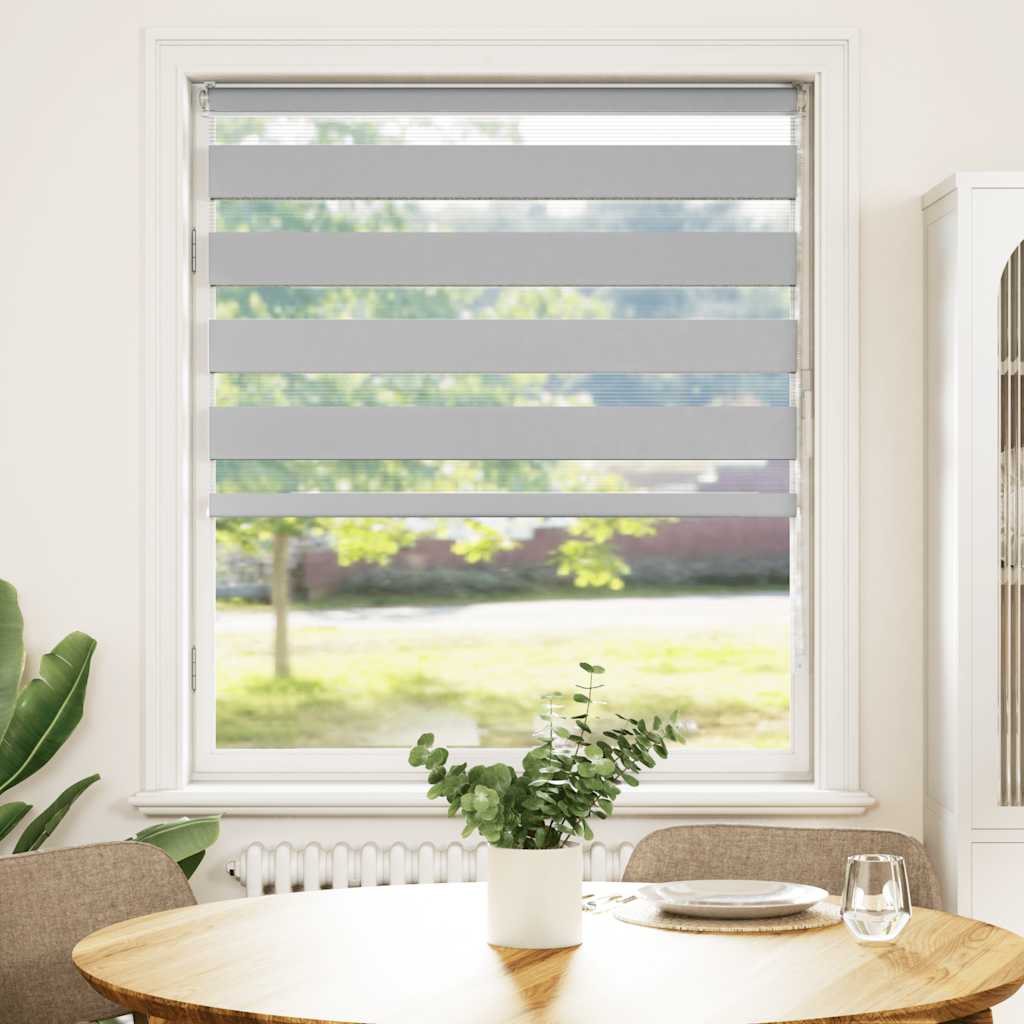Vidaxl Zebra Roller Blind 115x150 cm Staubbreite 110,9 cm hellgrau