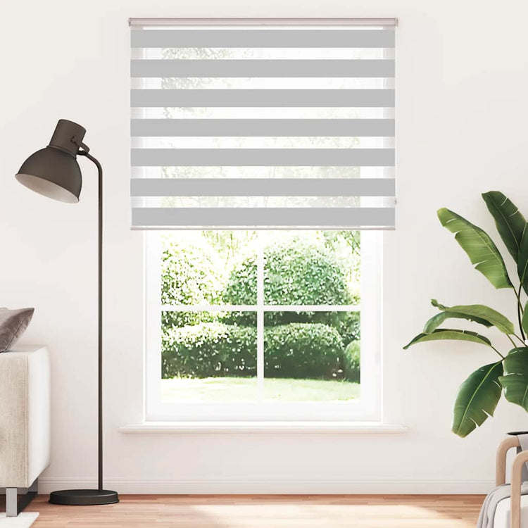 Vidaxl Zebra Roller Blind 145x200 cm Staubbreite 140,9 cm hellgrau