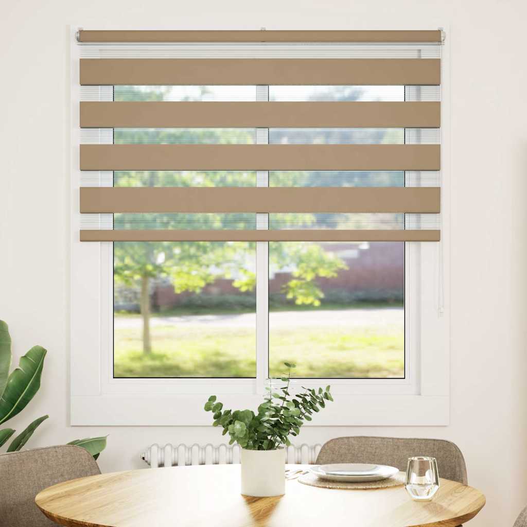 VidaXL Zebrarollo 135x100 cm Stoffbreite 130,9 cm Polyester Sandbraun