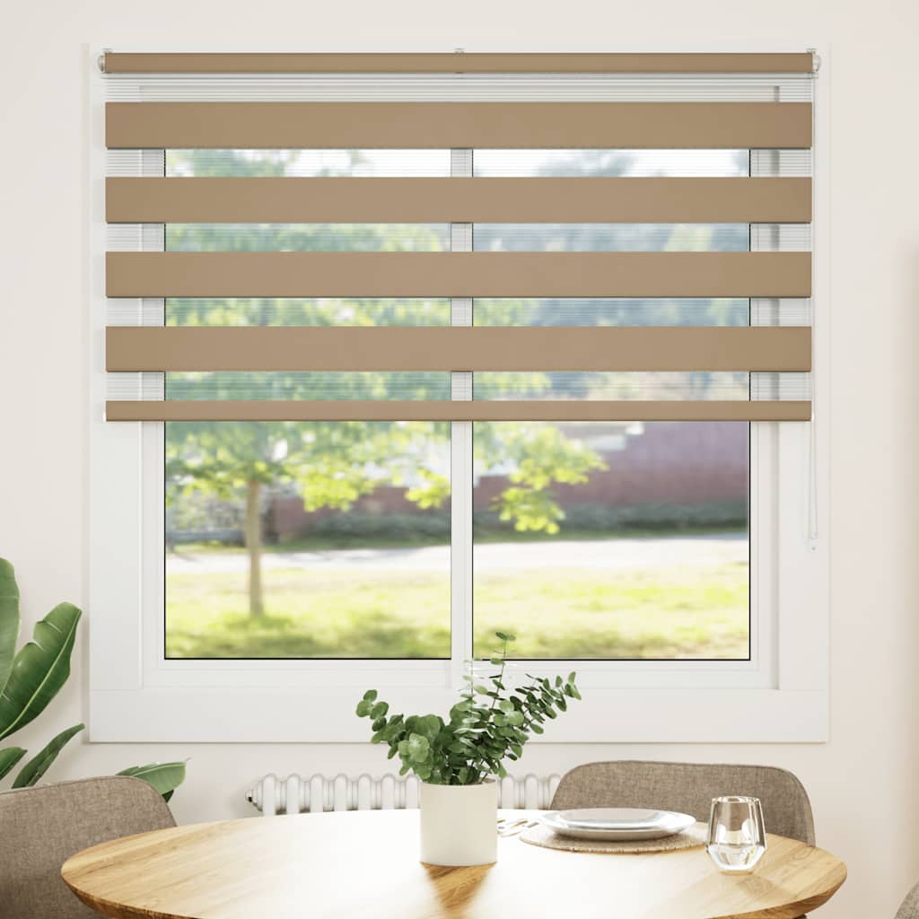 VidaXL Zebrarollo 140x100 cm Stoffbreite 135,9 cm Polyester Sandbraun