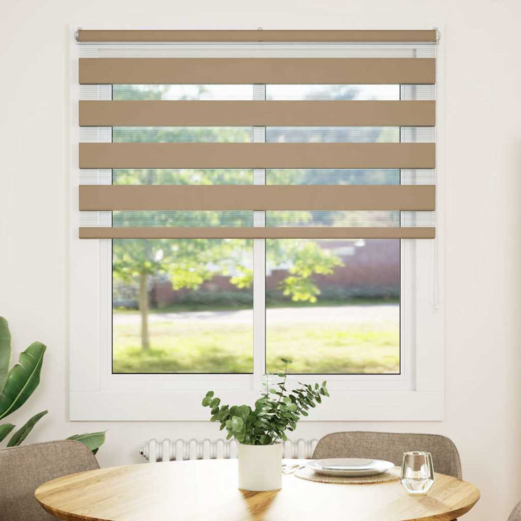 Vidaxl Zebra Blind 130x150 cm Staubbreite 125,9 cm Polyester Sandbraun