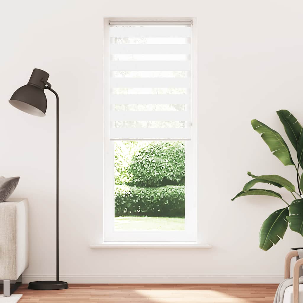 Vidaxl Zebra Roller Blind 85x200 cm Staubbreite 80,9 cm Polyester weiß