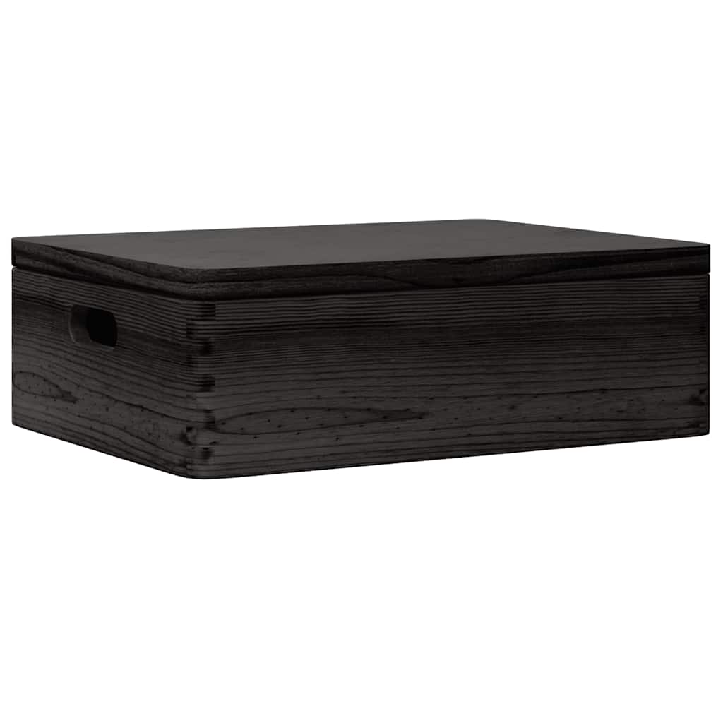 Vidaxl Holzkiste mit Deckelgriffen 40x30x13cm Kiefernholz schwarz