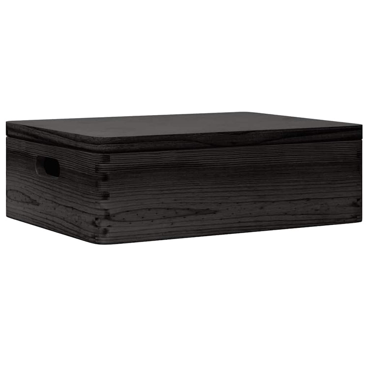 Vidaxl Holzkiste mit Deckelgriffen 40x30x13cm Kiefernholz schwarz