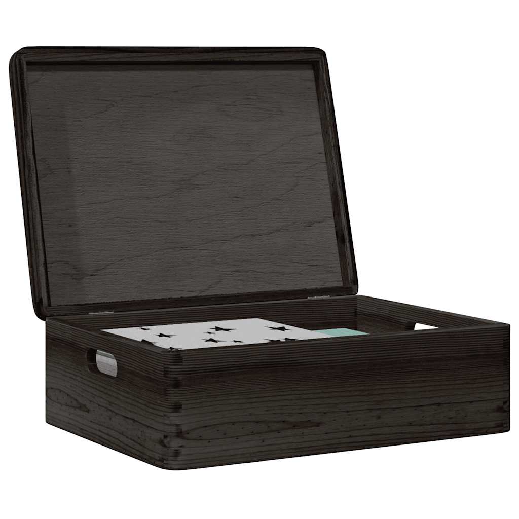 Vidaxl Holzkiste mit Deckelgriffen 40x30x13cm Kiefernholz schwarz