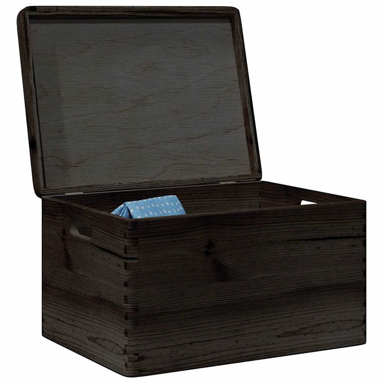 Vidaxl Holzkiste mit Deckelgriffen 40x30x23cm Kiefernholz schwarz