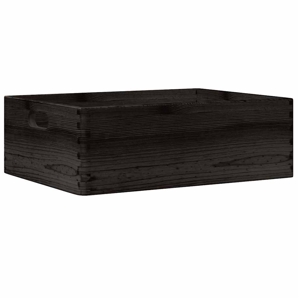 Vidaxl Holzkiste mit Griffen 40x30x13 cm Festkiefer schwarz
