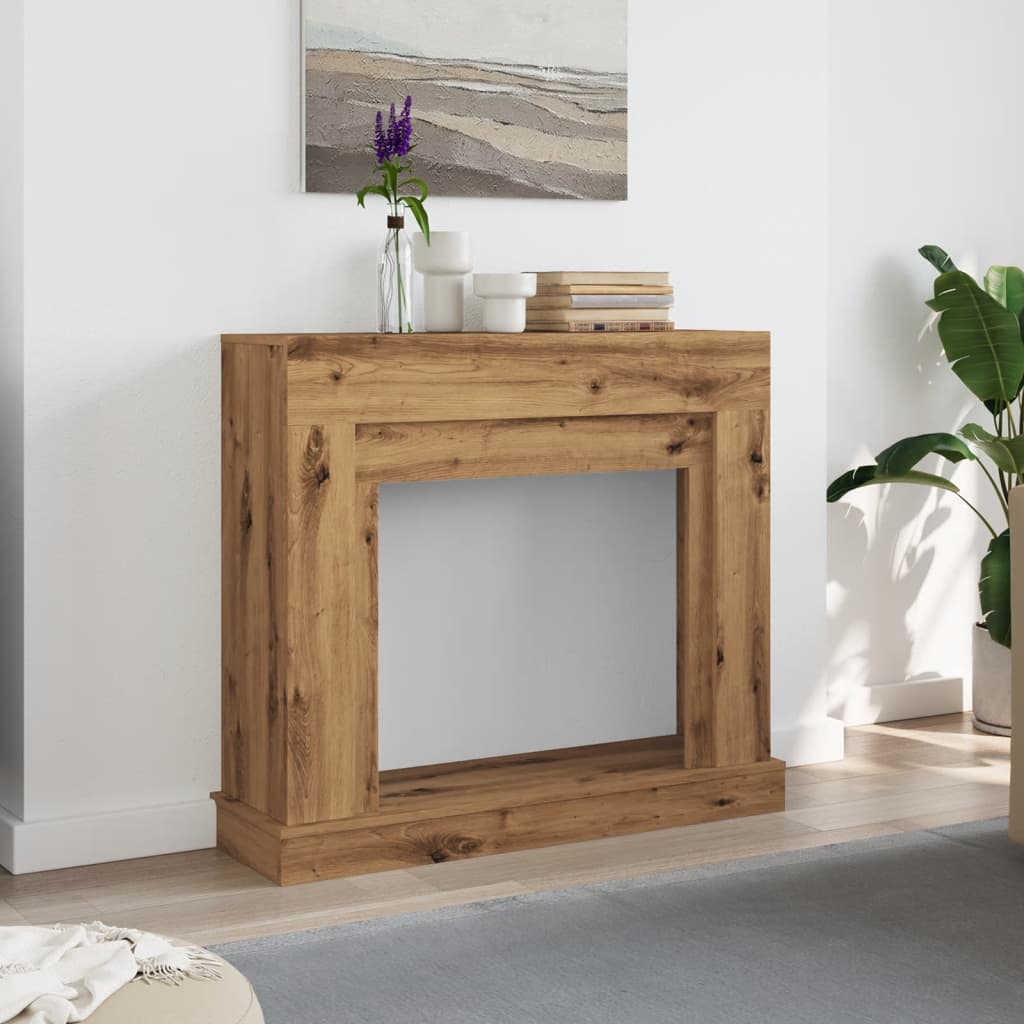 Vidaxxl-Kaminverkleidung 100 x 30 x 87,5 cm, handgefertigtes Holz, handwerklich eichenfarben