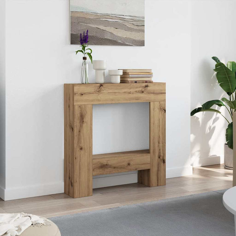 VidaXL Kaminverkleidung 81 x 18 x 82 cm, handgefertigtes Holz, handwerklich eichenfarben