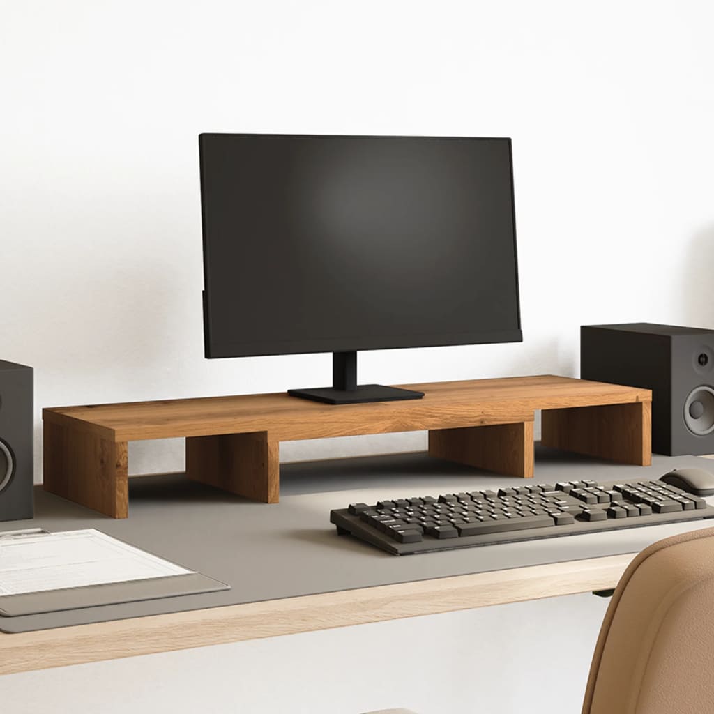 Vidaxx Monitorständer verstellbar 80x24x10,5cm Holz handwerkliche Eiche
