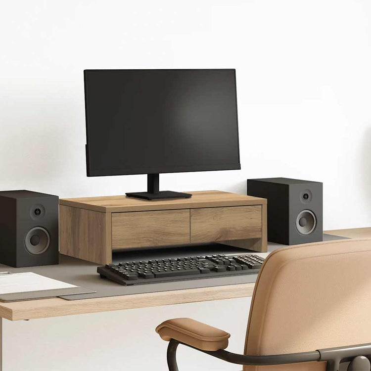 Vidaxxl Monitorständer mit Schubladen 50x27x15 cm Holz handwerkliche Eiche