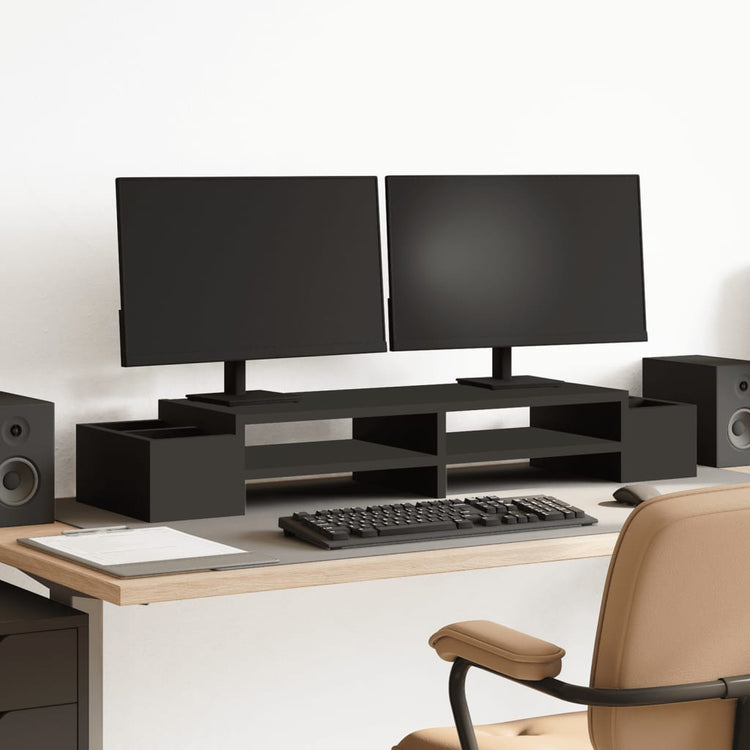 Vidaxl Monitor -Ständer mit Speicherplatz 100x27x15 cm Holz schwarz schwarz