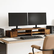 VIDAXL -Monitorständer mit Aufbewahrung 100x27x15 cm Holzgeräuchchen -Eiche - afbeelding 1