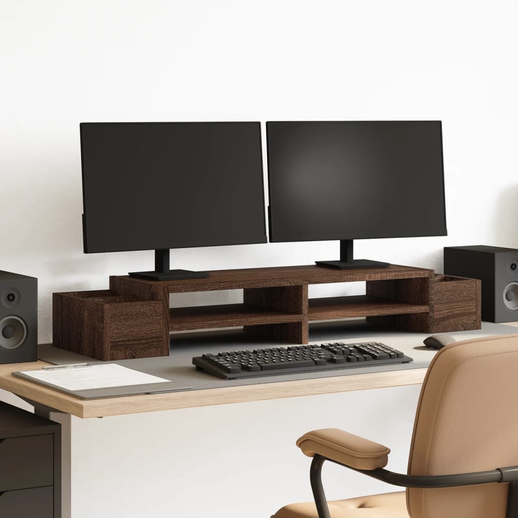 Vidaxl Monitor -Ständer mit Speicherplatz 100x27x15 cm Holzbraune Eiche