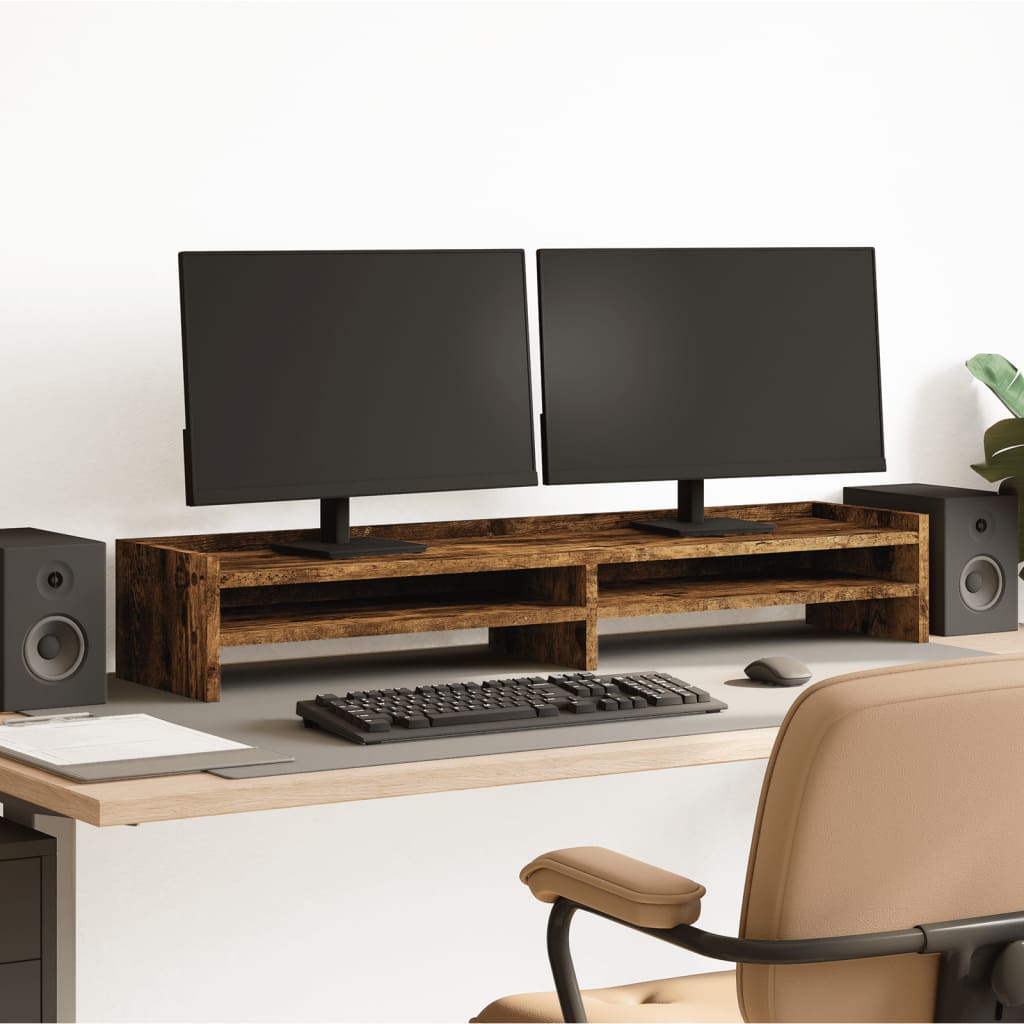 Vidaxl Monitor Standard 100x24x16 cm verarbeiteter Holzgeräuchchen -Eichefarbe