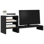 Vidaxl Monitor -Ständer mit Schreibtisch Organizer verarbeitetes Holz schwarz - afbeelding 3