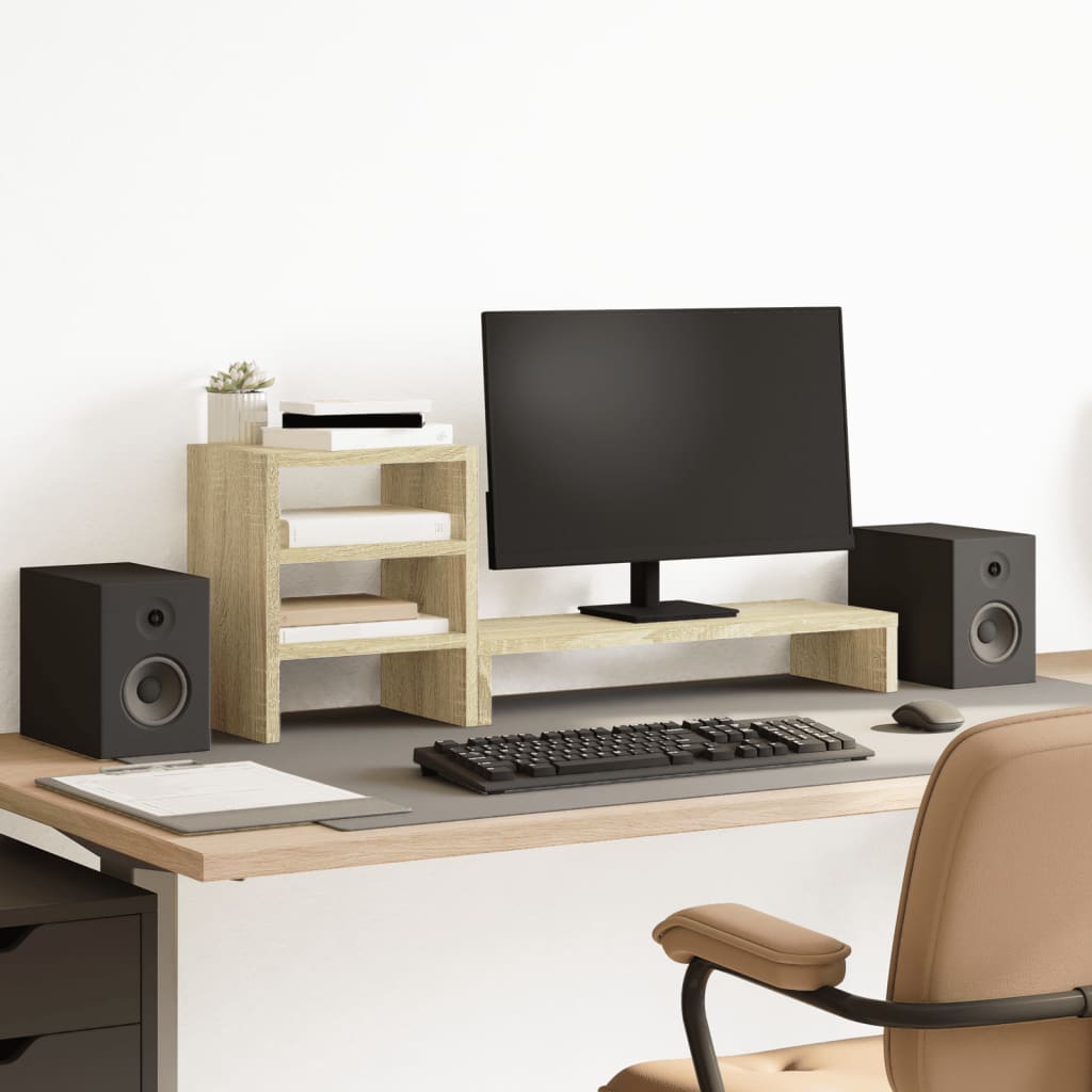 Vidaxl Monitor-Stand mit Schreibtisch-Organizer verarbeitete Holz Sonoma Oak
