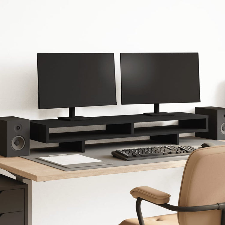 VIDAXL Monitor Standard 100x27x15 cm verarbeitetes Holz schwarz schwarz