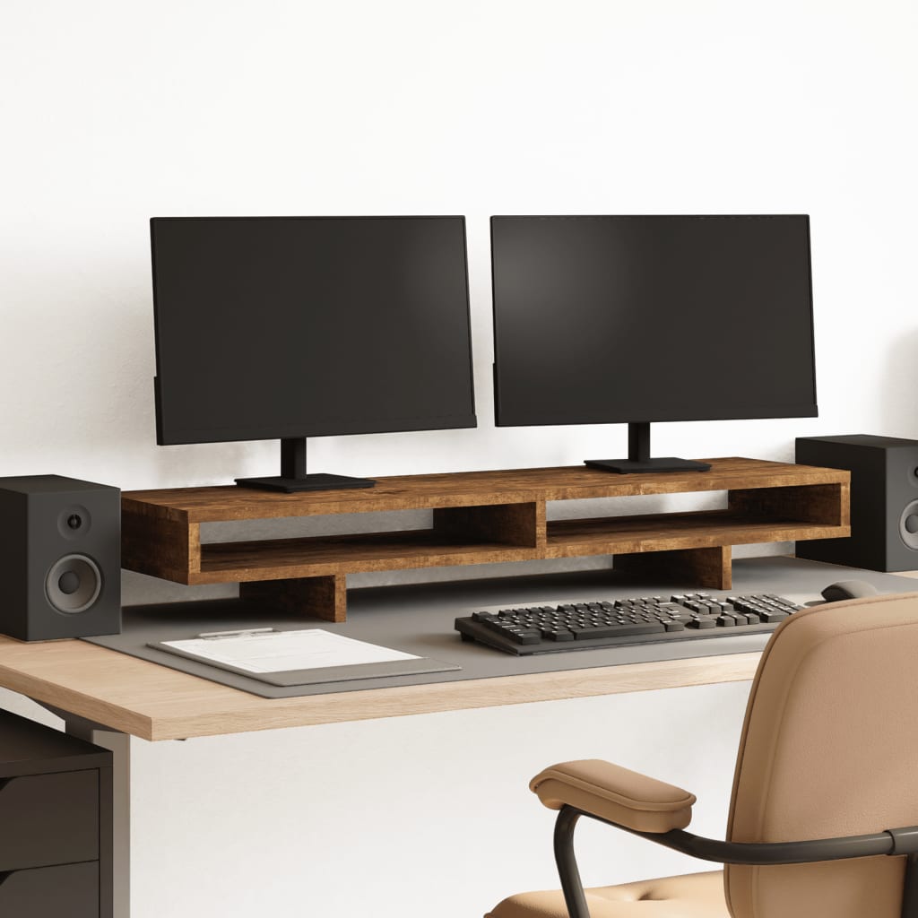 Vidaxl Monitor Standard 100x27x15 cm verarbeiteter Holzgeräuchchen -Eiche gefärbt
