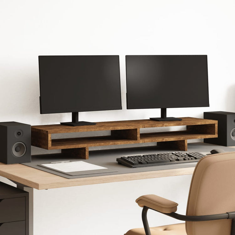 Vidaxl Monitor Standard 100x27x15 cm verarbeiteter Holzgeräuchchen -Eiche gefärbt