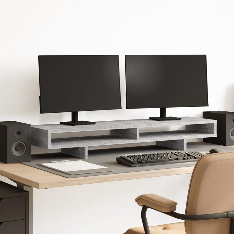 Vidaxl Monitor Standard 100x27x15 cm verarbeiteter Holzgrau Sonoma Eiche