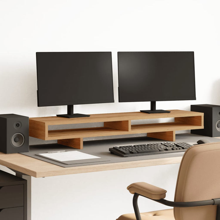 VidaXL-Monitorständer 100 x 27 x 15 cm, handgefertigtes Holz, handgefertigte Eiche