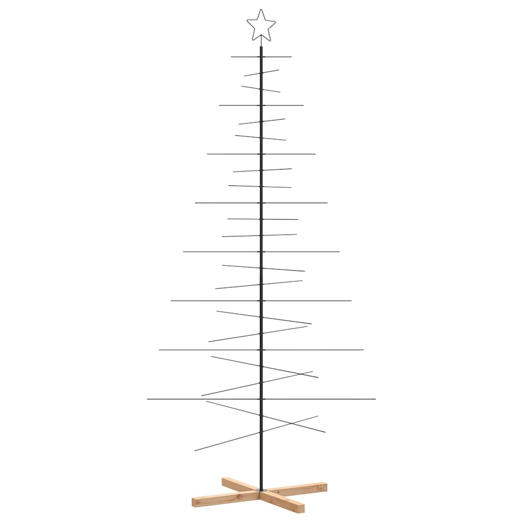 Vidaxx Weihnachtsdekoration Weihnachtsbaum mit Holzsockel 210 cm Metall Schwarz