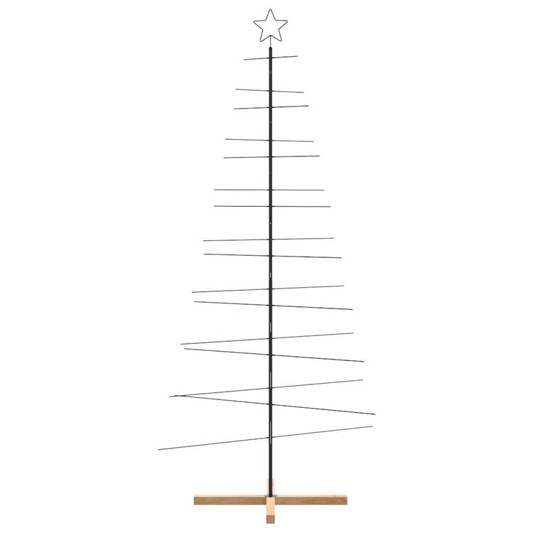 Vidaxx Weihnachtsdekoration Weihnachtsbaum mit Holzsockel 210 cm Metall Schwarz
