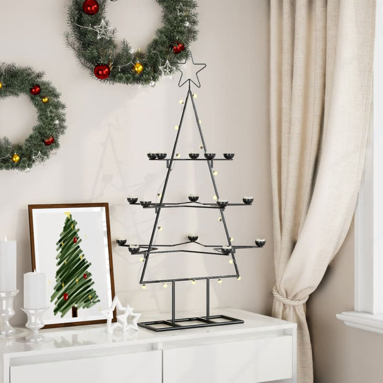 Vidaxl Weihnachtsdekoration Weihnachtsbaum 105 cm Metall Schwarz