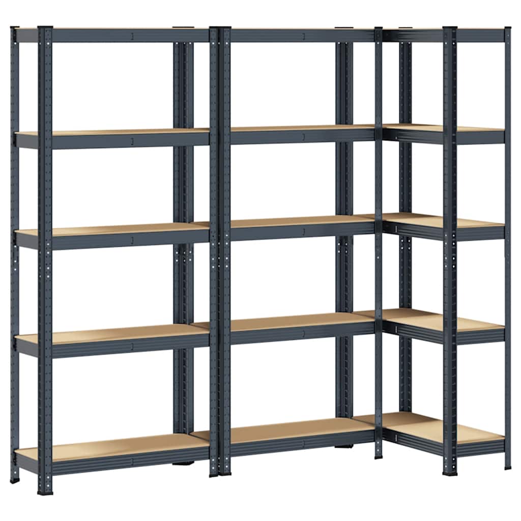 VIDAXL-Speicher 5-layer 3 St. Stahl verarbeitet Holz anthrazitfarben